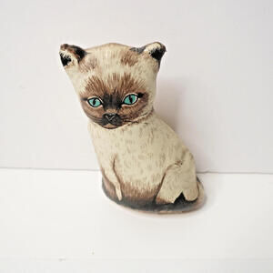 Weighted Siamese Cat Door Stop‎ Plush Fabric Vintage Retro Gift Kitty Kitschy